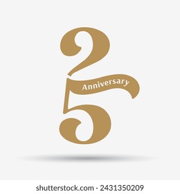 25th anniversary celebration logotype with modern elegant number design