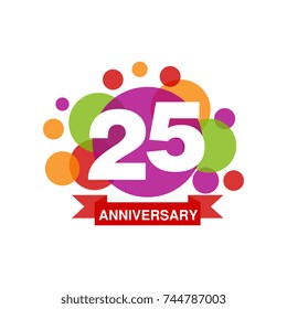 25th Anniversary Colored Logo Design Happy Stock Vector (Royalty Free ...