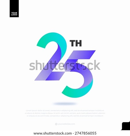 25th anniversary colorful gradient corporate logotype with modern minimal number design
