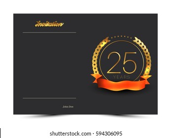 25th anniversary decorated greeting/invitation card template.