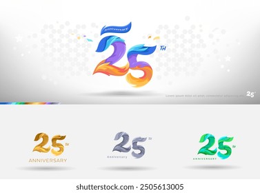 25th Anniversary design logo. Modern colorful style. cheerful number celebration with color variation