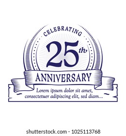 25th anniversary design template. Vector and illustration.