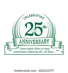 25th anniversary design template. Vector and illustration.