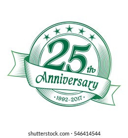 25th anniversary design template. Vector and illustration.