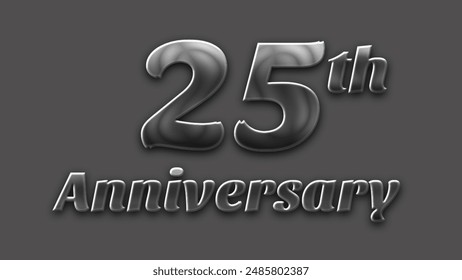 25th anniversary Editable text effect   silver effect 3d Cartoon Cute template style premium vector