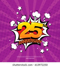 25th anniversary emblem. Twenty five years anniversary celebration symbol