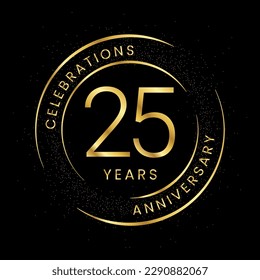 25th anniversary, golden anniversary with a circle, line, and glitter on a black background. svg