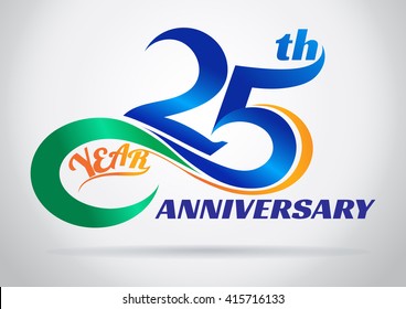 25th anniversary with an infinity symbol. Creative design.