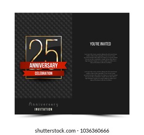 25th anniversary invitation card template. Vector illustration.