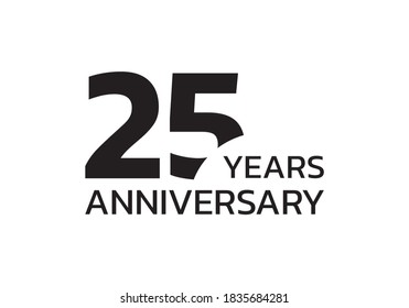 25th anniversary logo. 25 years celebrating icon or badge. Vector illustration.