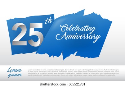 25th anniversary logo with blue abstract backgrond. design template