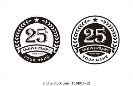 25th Anniversary logo celebrations emblems isolated on white background - vector , Anniversary template design for web, game ,Creative poster, booklet, leaflet, magazine, invitation card and other us