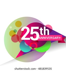 25th Anniversary logo, Colorful geometric background vector design template elements for your birthday celebration.