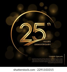 25th Anniversary logo design with double line numbers. Golden anniversary template. Vector Logo Template svg