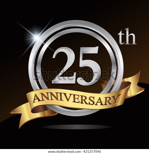 25th Anniversary Logo Shiny Silver Ring Stock Vector (Royalty Free ...