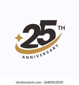 25º aniversário Logo Vetor. 25 anos de modelo de design de logotipo de sucesso.