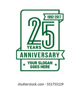 25th anniversary logo. Vector and illustration.