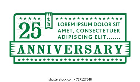25th anniversary logo. Vector and illustration.