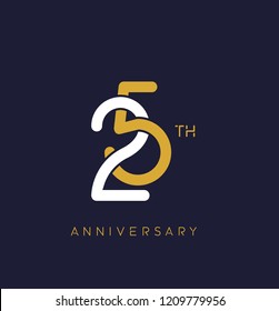 25th Anniversary Logo.overlapping Number With Simple Monogram Color. Vector Design For Greeting Card And Invitation Card.