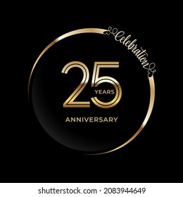25th anniversary logotype. Golden anniversary celebration emblem design for booklet, leaflet, magazine, brochure poster, web, invitation or greeting card. Vector illustrations. EPS 10