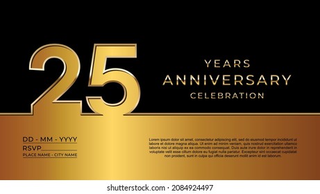 25th anniversary logotype. Golden anniversary celebration template design for booklet, leaflet, magazine, brochure poster, banner, web, invitation or greeting card. Vector illustrations. EPS 10