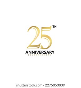 25th Anniversary logotype golden design, twenty five years Celebrating Anniversary.