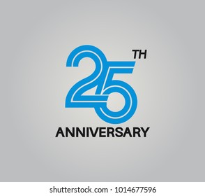 25th anniversary logotype with multiple line style blue color isolated on white background for celebration