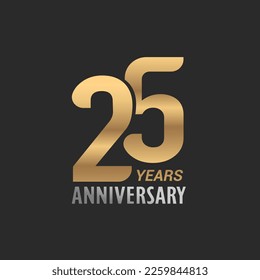 25º aniversario logotipo número elegante brillante diseño de oro