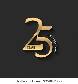 25th anniversary logotype number elegant shiny gold design