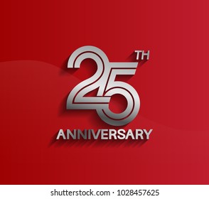 25th anniversary logotype silver color with multiple line style for celebration event