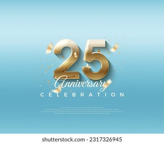 25th anniversary number. With elegant and luxurious 3d numbers. Premium vector background for greeting and celebration.