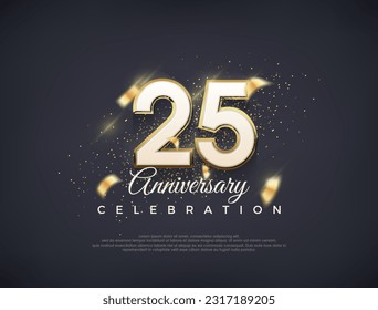 25th anniversary number with fancy numerals. luxury premium vector design. Premium vector for poster, banner, celebration greeting.