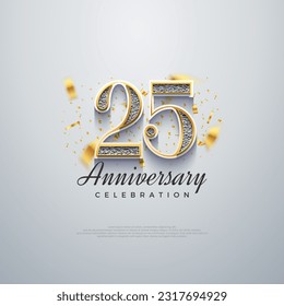 25th anniversary number, shiny luxury. premium vector backgrounds. Premium vector background for greeting and celebration.