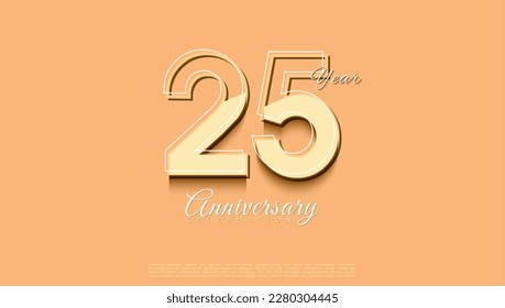25º aniversario sobre el fondo de la crema.