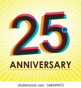 25th Anniversary poster / template design in retro style - Vector Background