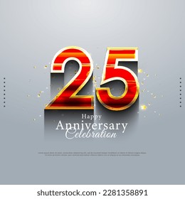 25th anniversary with shiny red celebration numbers.