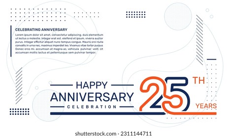 25th anniversary template design with abstract background, vector template