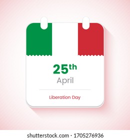 25th April, liberation day of Italy. Elegant country independence day calendar concept vector illustration.