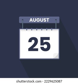 25th August calendar icon. August 25 calendar Date Month icon vector illustrator