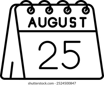 25 de Agosto Línea Vector Icon Design