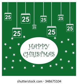 25th December Christmas day calendar icon greeting card