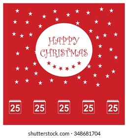 25th December Christmas day calendar icon greeting card