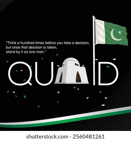 25th December, Quaid-e-Azam Day, Tomb of Quaid-e-Azam Karachi, Map of Pakistan, Quaid e Azam monument EPS vector