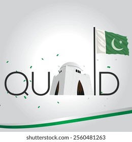 25th December, Quaid-e-Azam Day, Tomb of Quaid-e-Azam Karachi, Map of Pakistan, Quaid e Azam monument EPS vector