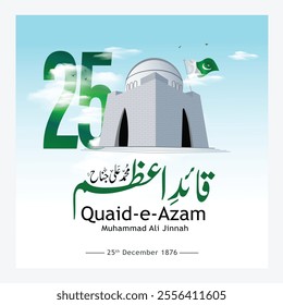 25th December, Quaid-e-Azam Day, Translation: Quaid e Azam Muhammad Ali Jinnah Day.