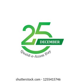 25th December - Quaid-e-Azam Day Vector Logo (Founder of Pakistan's Birthday Celebration Day)