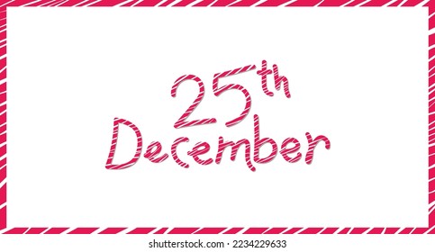 25th December typography with candy cane concept.