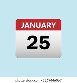 25th January calendar icon. January 25 calendar Date Month icon