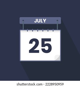 25th July calendar icon. July 25 calendar Date Month icon vector illustrator