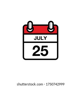 25. Juli flach Tag des Monats Kalendersymbol. Konzept des Datums- und Zeitplans. Vektorgrafik-Design